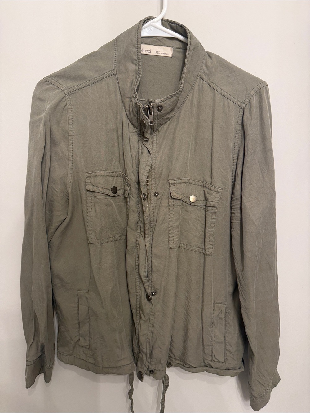 BE COOL Olive Utility Jacket with Stand Collar